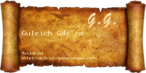 Gulrich Géza névjegykártya