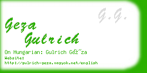 geza gulrich business card